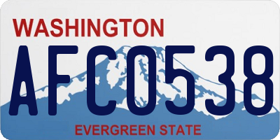 WA license plate AFC0538
