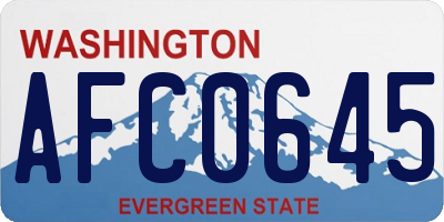 WA license plate AFC0645
