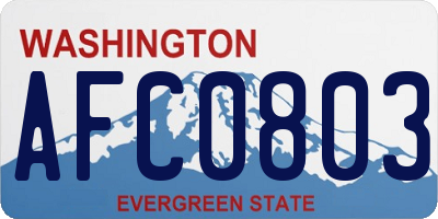 WA license plate AFC0803