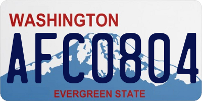 WA license plate AFC0804