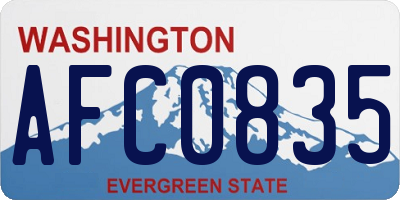 WA license plate AFC0835