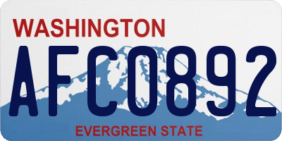 WA license plate AFC0892