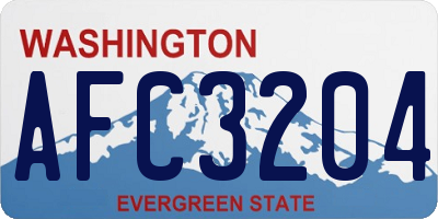 WA license plate AFC3204