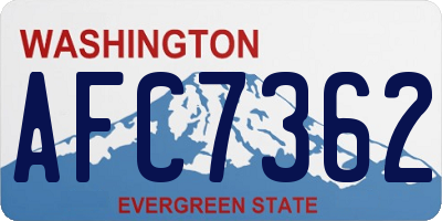 WA license plate AFC7362