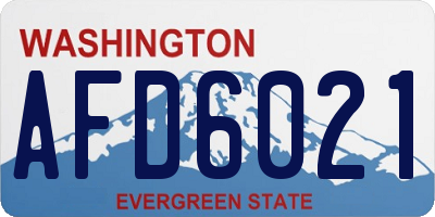 WA license plate AFD6021