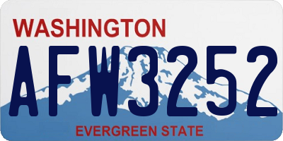 WA license plate AFW3252