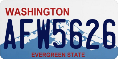 WA license plate AFW5626