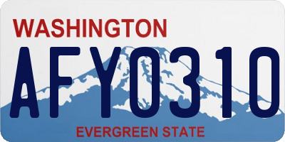 WA license plate AFY0310