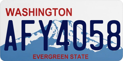WA license plate AFY4058