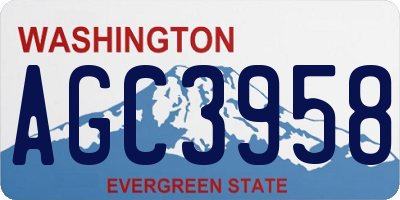 WA license plate AGC3958