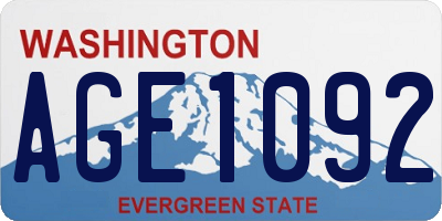 WA license plate AGE1092
