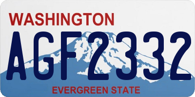 WA license plate AGF2332