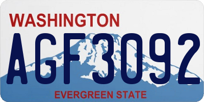 WA license plate AGF3092