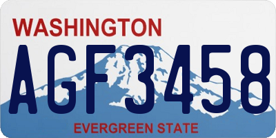 WA license plate AGF3458