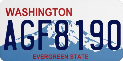 WA license plate AGF8190