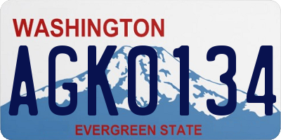 WA license plate AGK0134