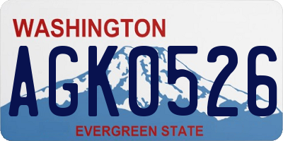 WA license plate AGK0526
