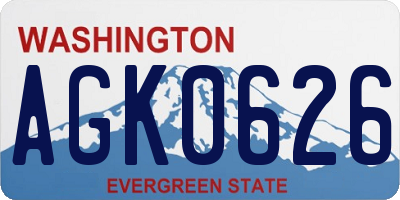 WA license plate AGK0626