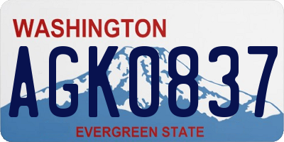 WA license plate AGK0837