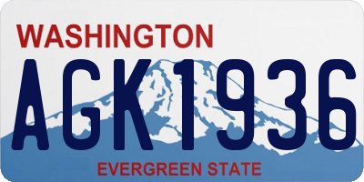 WA license plate AGK1936