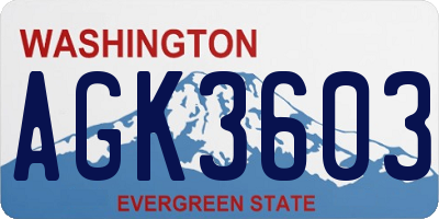 WA license plate AGK3603