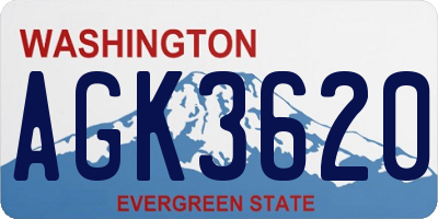WA license plate AGK3620