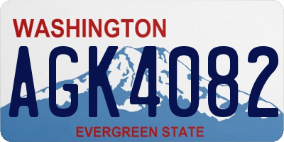 WA license plate AGK4082