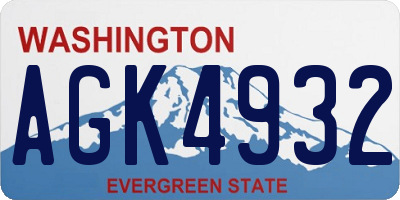 WA license plate AGK4932