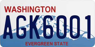 WA license plate AGK6001