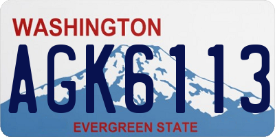 WA license plate AGK6113