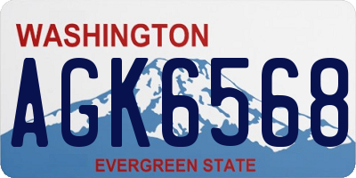 WA license plate AGK6568