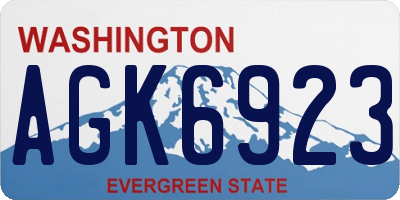 WA license plate AGK6923