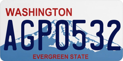 WA license plate AGP0532