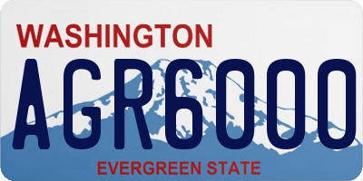 WA license plate AGR6000