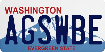 WA license plate AGSWBE