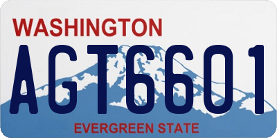 WA license plate AGT6601