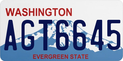 WA license plate AGT6645