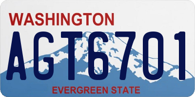 WA license plate AGT6701
