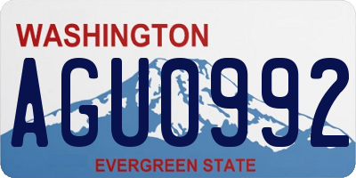 WA license plate AGU0992