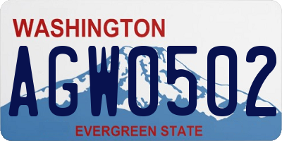 WA license plate AGW0502