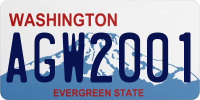 WA license plate AGW2001