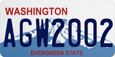 WA license plate AGW2002
