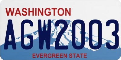 WA license plate AGW2003