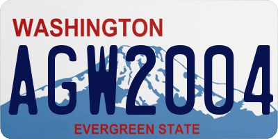 WA license plate AGW2004