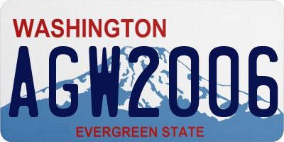 WA license plate AGW2006