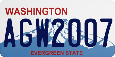 WA license plate AGW2007