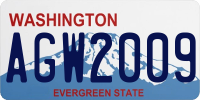 WA license plate AGW2009