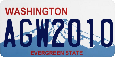 WA license plate AGW2010