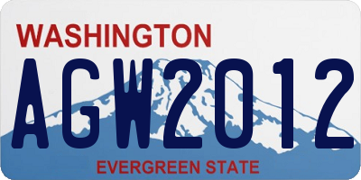 WA license plate AGW2012