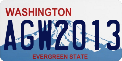 WA license plate AGW2013